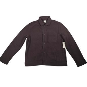 MODE OF ONE Mens Jet Grey Textured Knit Button Up Shirt Jacket Large